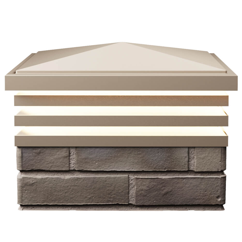 Колпак Zking Бона ХайТек Бежевый на столб 1.5х1.5 кирпича (385х385мм) с подсветкой в Нягани фото