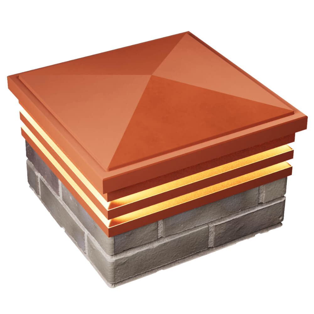 Колпак Zking Бона ХайТек Красный на столб 1.5х1.5 кирпича (385х385мм) с подсветкой в Нягани фото