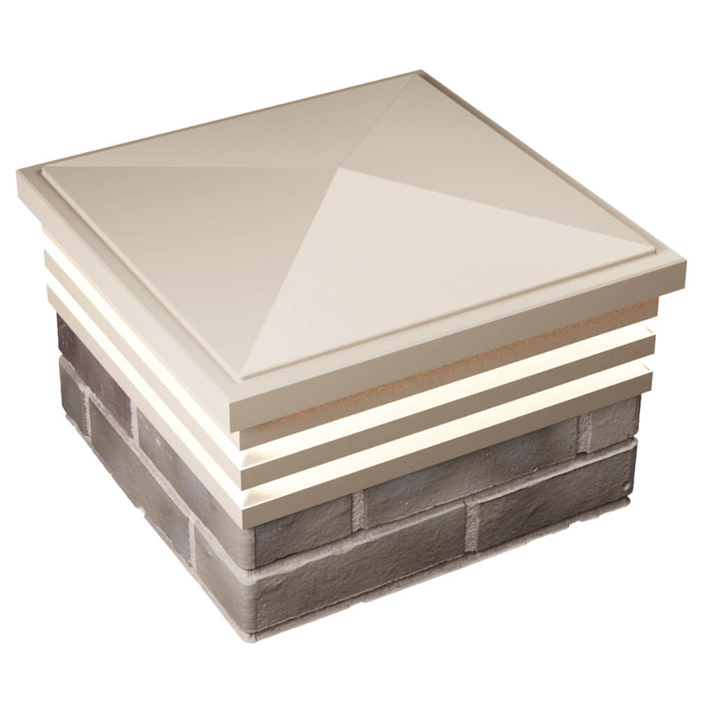 Колпак Zking Бона ХайТек Бежевый на столб 1.5х1.5 кирпича (385х385мм) с подсветкой в Нягани фото