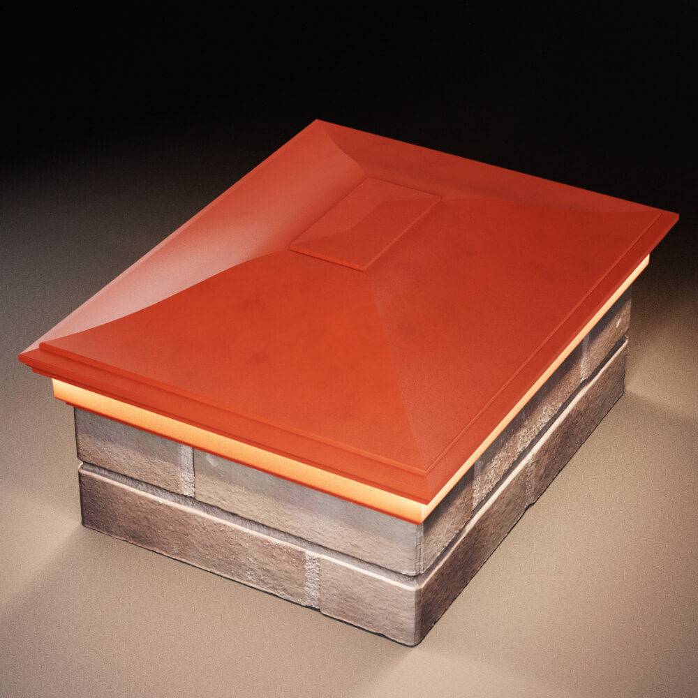 Колпак Zking Монблан Красный на столб 2х1.5 кирпича (515х385мм) c подсветкой в Нягани фото