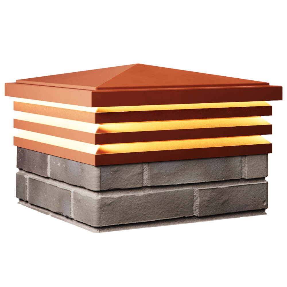 Колпак Zking Бона ХайТек Красный на столб 1.5х1.5 кирпича (385х385мм) с подсветкой в Нягани фото