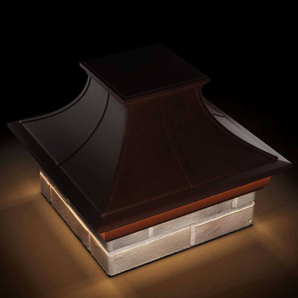 Колпак Zking Монблан Премиум Коричневый на столб 1.5х1.5 кирпича (385х385мм) с подсветкой в Нягани фото