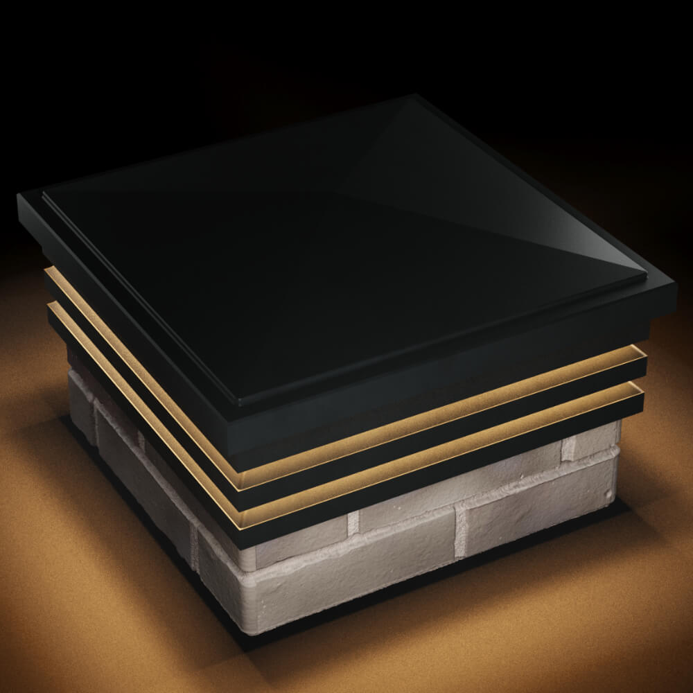 Колпак Zking Бона ХайТек Черный на столб 1.5х1.5 кирпича (385х385мм) с подсветкой в Нягани фото