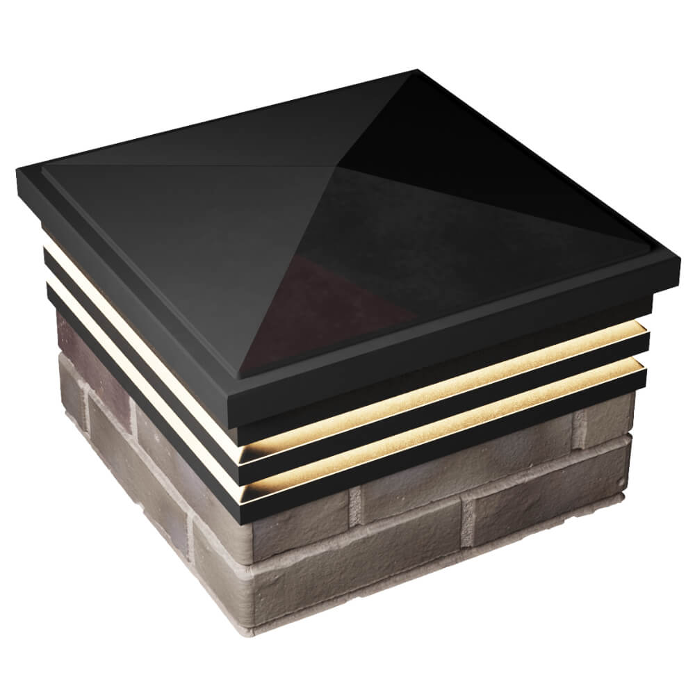 Колпак Zking Бона ХайТек Черный на столб 1.5х1.5 кирпича (385х385мм) с подсветкой в Нягани фото