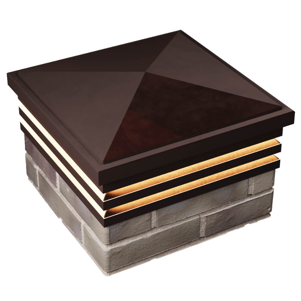 Колпак Zking Бона ХайТек Коричневый на столб 1.5х1.5 кирпича (385х385мм) с подсветкой в Нягани фото