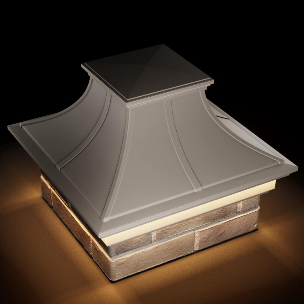 Колпак Zking Монблан Премиум Бежевый на столб 1.5х1.5 кирпича (385х385мм) с подсветкой в Нягани фото