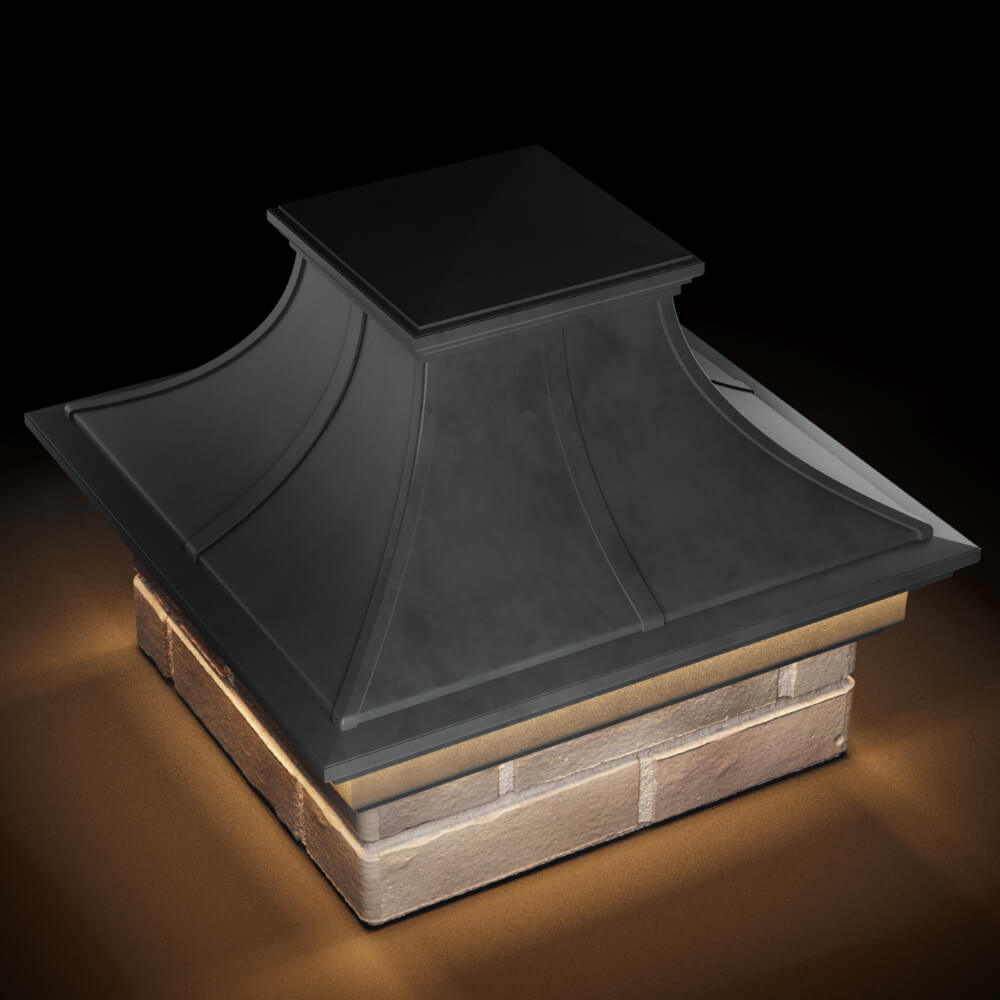 Колпак Zking Монблан Премиум Серый на столб 1.5х1.5 кирпича (385х385мм) с подсветкой в Нягани фото