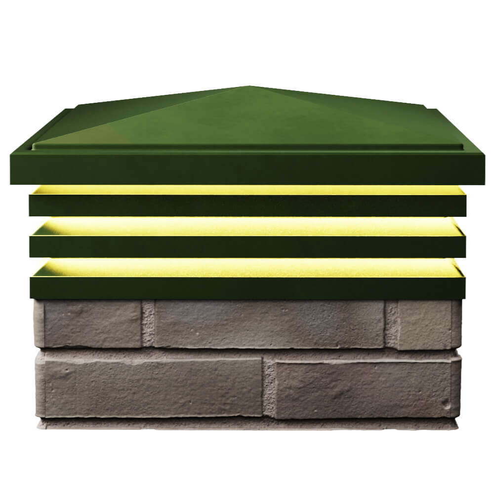 Колпак Zking Бона ХайТек Зеленый на столб 1.5х1.5 кирпича (385х385мм) с подсветкой в Нягани фото