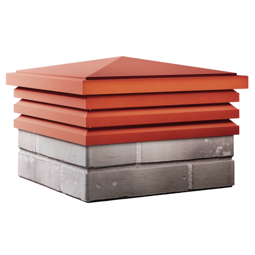 Колпак Zking Бона ХайТек Красный на столб 1.5х1.5 кирпича (385х385мм)