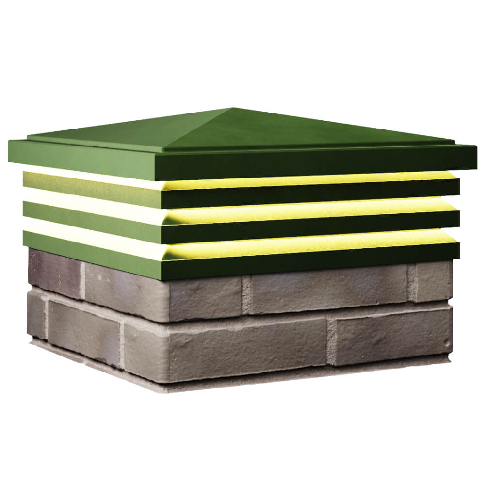 Колпак Zking Бона ХайТек Зеленый на столб 1.5х1.5 кирпича (385х385мм) с подсветкой в Нягани фото