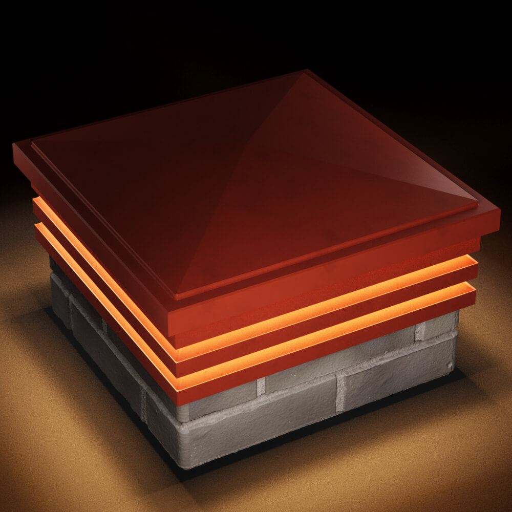 Колпак Zking Бона ХайТек Красный на столб 1.5х1.5 кирпича (385х385мм) с подсветкой в Нягани фото