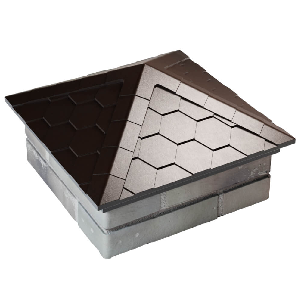 Колпак Zking Эверест Коричневый на столб 1.5х1.5 кирпича (390х390мм) в Нягани фото