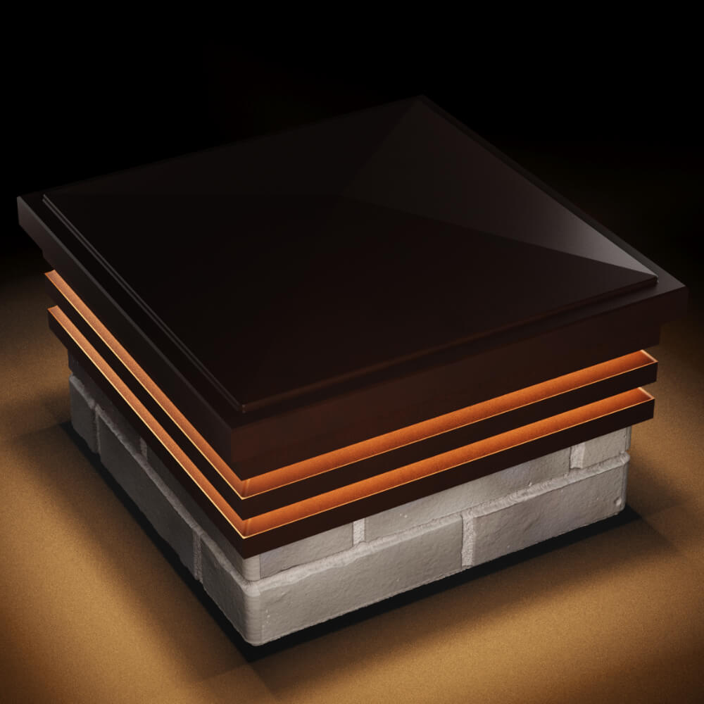 Колпак Zking Бона ХайТек Коричневый на столб 1.5х1.5 кирпича (385х385мм) с подсветкой в Нягани фото