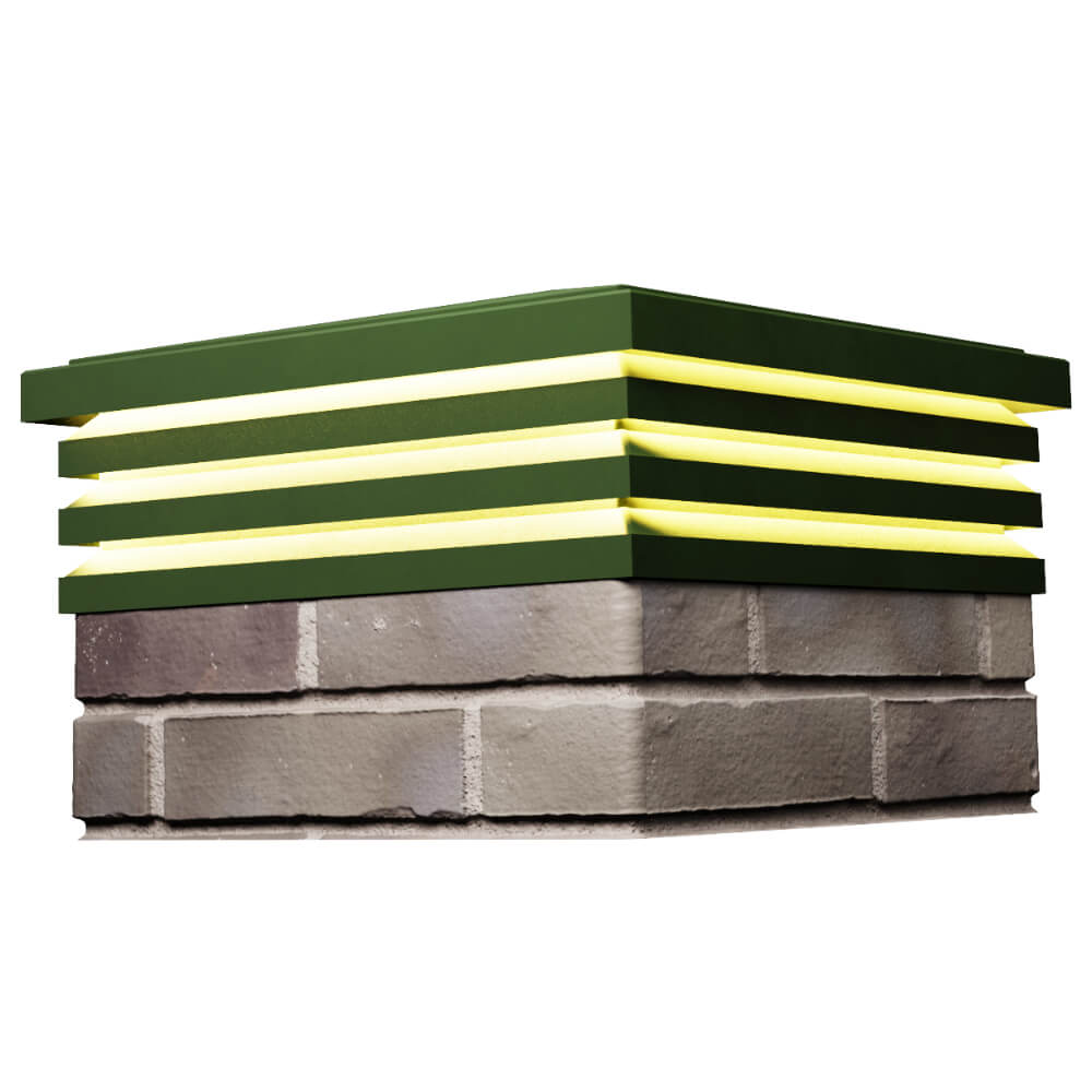 Колпак Zking Бона ХайТек Зеленый на столб 1.5х1.5 кирпича (385х385мм) с подсветкой в Нягани фото