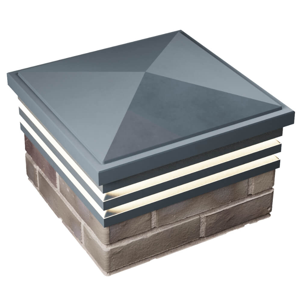 Колпак Zking Бона ХайТек Серый на столб 1.5х1.5 кирпича (385х385мм) с подсветкой в Нягани фото