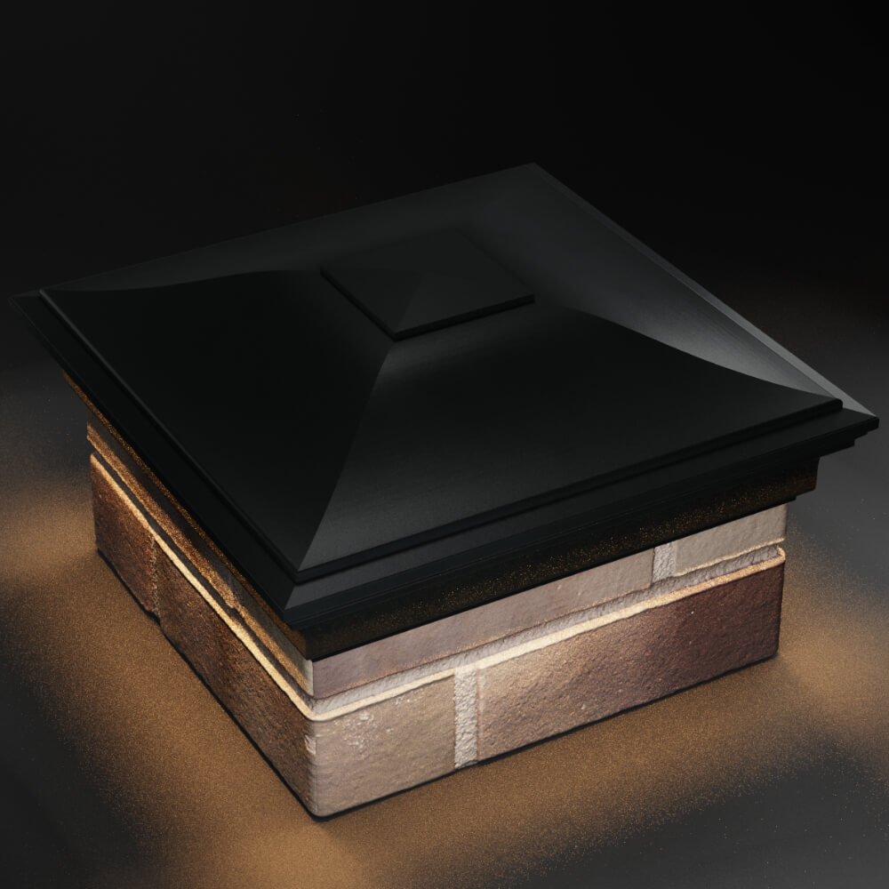 Колпак Zking Монблан Черный на столб 1.5х1.5 кирпича (385х385мм) с подсветкой