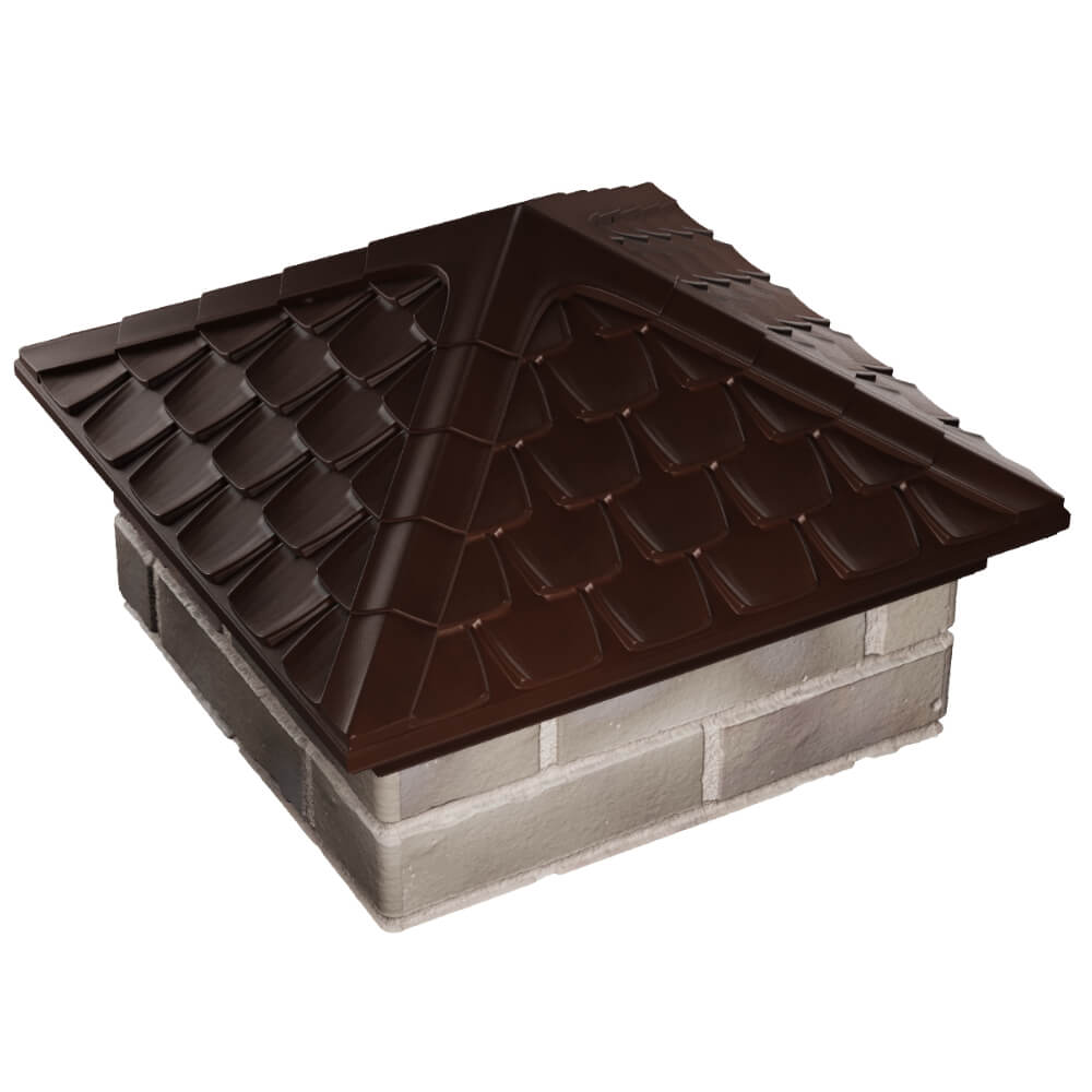 Колпак Zking Эльбрус Коричневый на столб 1.5х1.5 кирпича (385х385мм) в Нягани фото