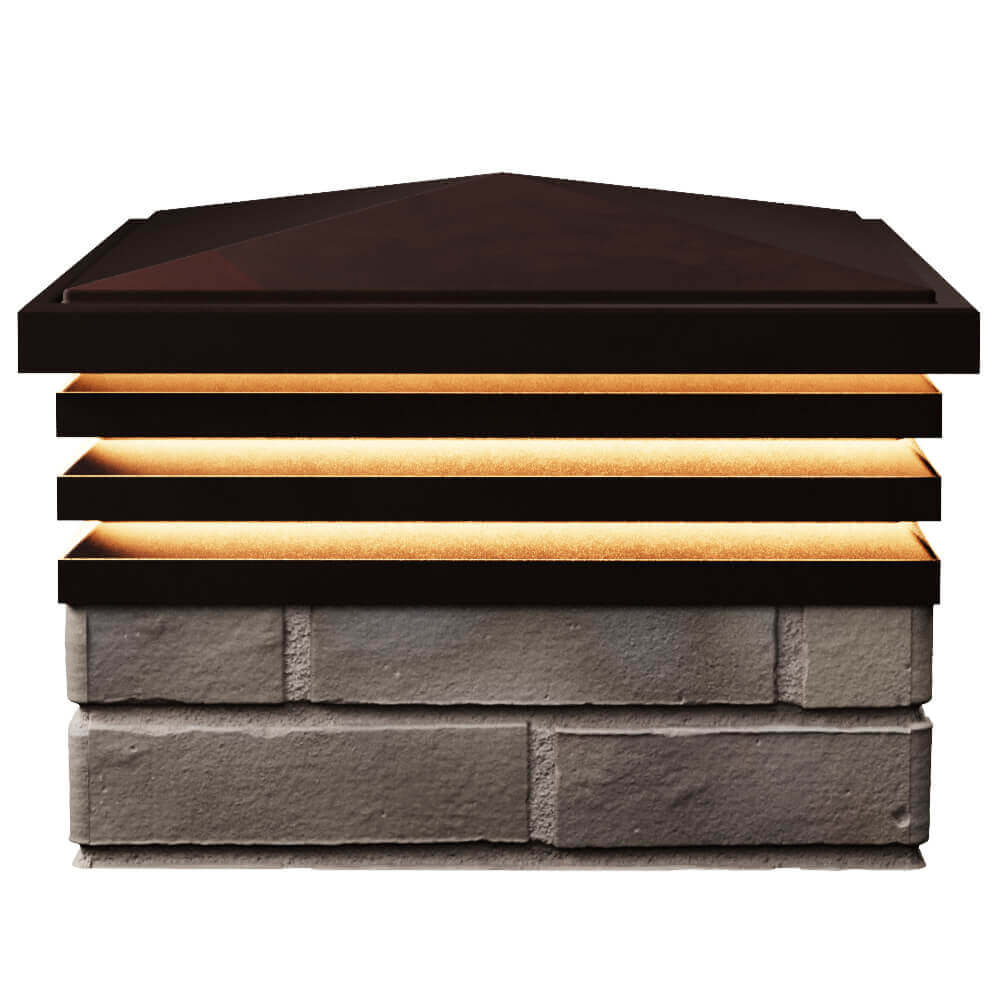 Колпак Zking Бона ХайТек Коричневый на столб 1.5х1.5 кирпича (385х385мм) с подсветкой в Нягани фото